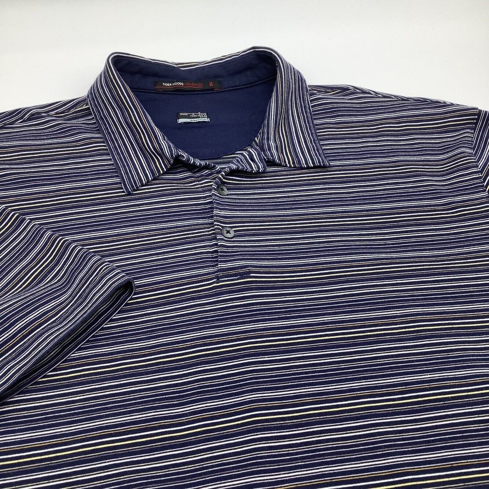 Nike Tiger Woods Mens Short Sleeve Dri‎ Fit Golf Polo Striped Size Large